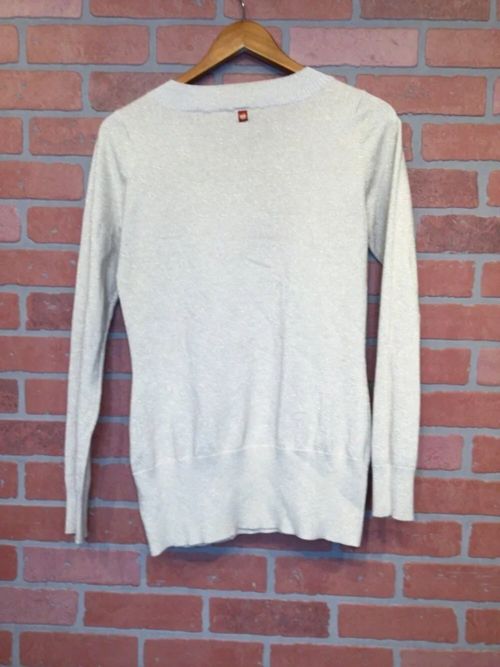 VTG 90s Y2K Apple Bottoms XL V Neck Sweater Gold Shimmer Knit Hip Hop Streetwear